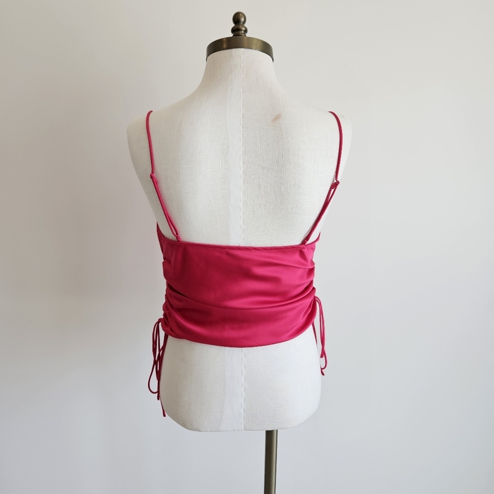 Dynamite Hot Pink Cowl Neck Satin Cami - Picture 3 of 5